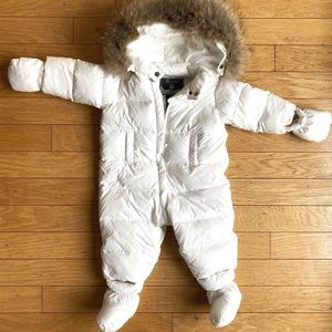 Bonpoint Cream Snowsuit for Baby Boy or Girl 12M